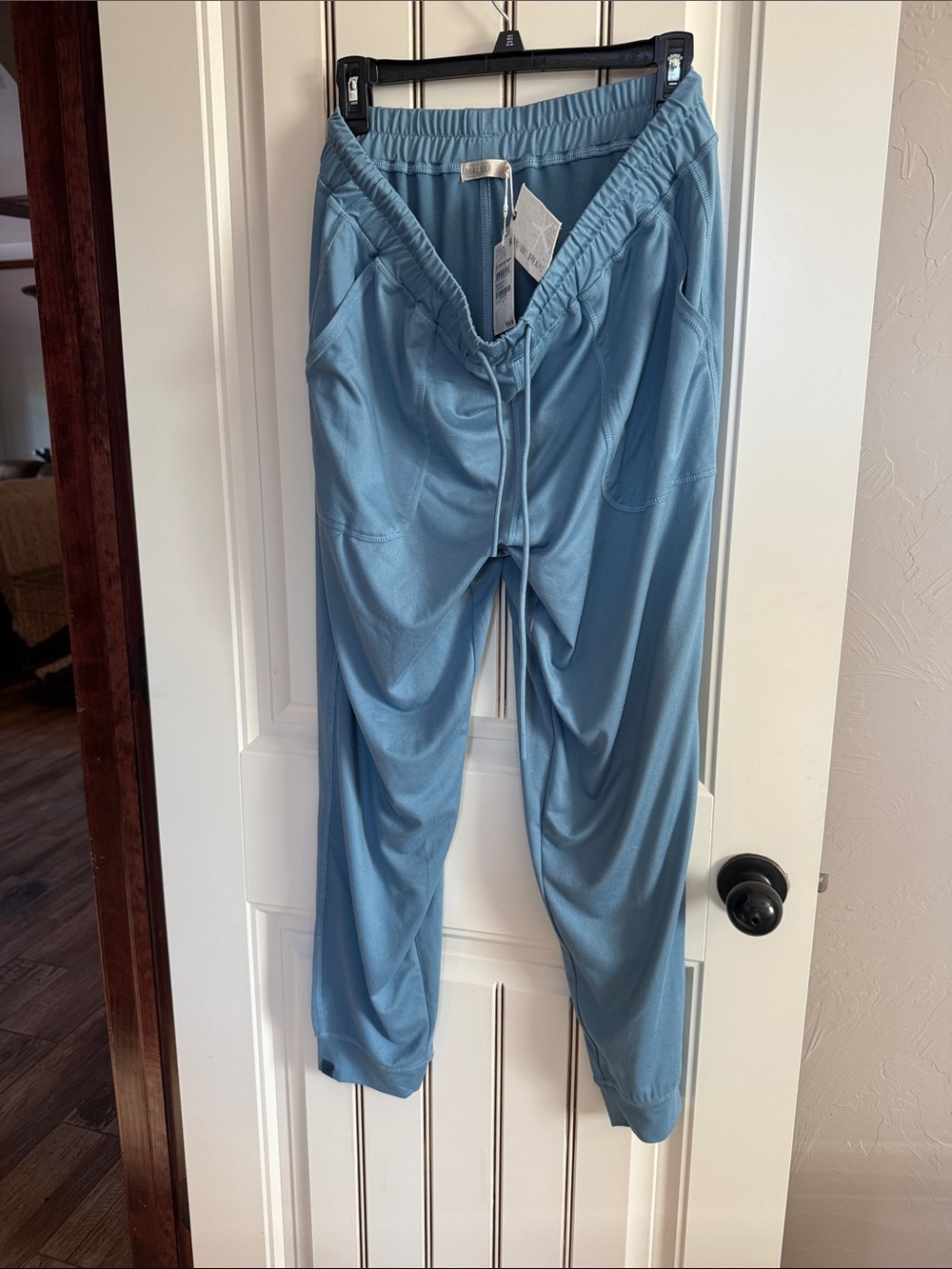 Barefoot Dreams Malibu Blue Drawstring Joggers. Soft Buttery Soft Fabric